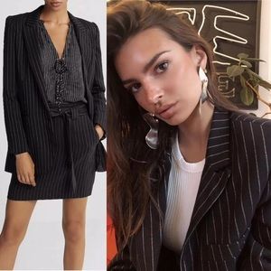 Ticking Stripe Boyfriend Blazer Suiting Jacket